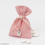 Bolsa topos rosa pulsera Ángel 5 peladillas 10x14cm.