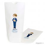 Bolsa papel blanco niño Comunión Biblia, mínimo 25