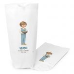 Bolsa papel blanco niño comunión chaleco 2x21X5cm.,min.25