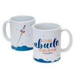 Taza cerámica A tu lado abuelo en caja regalo, disponible en varios idiomas.