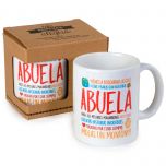 Taza cerámica Abuela Molas en caja regalo, disponible en varios idiomas