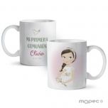 Taza cerámica Comunión niña romántica en caja regalo