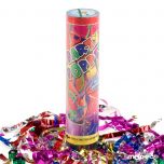 Cañón con muelle dispara serpentinas de colores 20cm