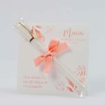 Rotulador y tarjetón salmón Comunión personalizado min.16