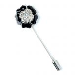 Alfiler metálico flor negra diamantes PRECIO GOLOSO , min.12