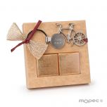 Llavero bicicleta metal  2 chocolatinas 10x4,5cm