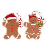 Colgante galletas jengibre fieltro y madera stdo. 13cm  min.6