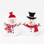 Pinza madera con muñeco de nieve de fieltro surt.2  min.6