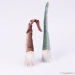 Gnomos de Navidad terciopelo rosa y gris con colgante 22cm