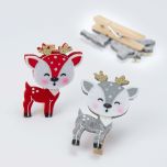 Pinza de fieltro 5,5cm. Cervatillo Gris y Rojo stdo. min.6