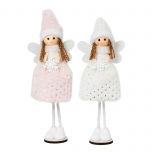 Angelita rosa y blanca base madera surtida 29cm min.2