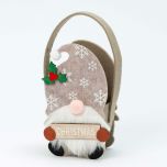 Cesto fieltro Gnomo beige 19cm.(asas) letrero Christmas
