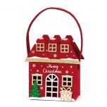 Cesta casa Merry Christmas fieltro y lamé dorado 26 cm(asas)