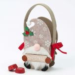 Cesto fieltro Gnomo marrón 19cm. letrero Christmas 5 torinos