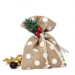 Saquito beige topos con ramita frutos rojos y 4 crokichoc*