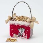 Cesto fieltro rojo 23cm.(asas) Cervatillo Gris 25 minifruits