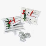 Estuche 3 bombones topos y rayas plata, acebo y  surtido, 2*