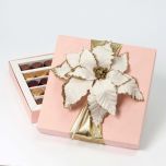 Caja rosa palo 30 bombones Poinsettia blanca  20x20x3cm.*