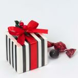 Estuche rayas negras 4 crokichoc ramita acebo y lazo rojo *