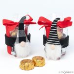 Portavela y servilletero Gnomo de Navidad con 2 bombones