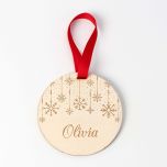 Colgantes de madera para árbol, diseño copos de nieve, 9cm