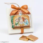 Caja con 2 chocolatinas y colgante pesebre para árbol