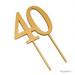 Cake topper 40 en color dorado 12x17cm. WEB PROMO