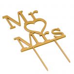 Cake topper de madera para boda, Mr & Mrs 13x21cm.