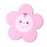 Imán madera flor color rosa, 8cm.,min.3
