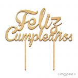 Cake topper de madera, Feliz Cumpleaños 13x21cm
