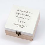 Caja madera Lo importante .. 12,5x6x12,5cm. personalizada