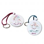 Llavero de madera unicornio 5cm(diam),surtido, min.4