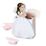 Portalápices madera niña Comunión vestido largo 9 caramelos