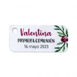 Tarjeta con agujero flor acuarela 3,7x1,7cm(preciox77u)min77
