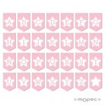 Banderola rosa con estrella para guirnalda 14,6x21,7cm