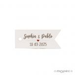 Tarjeta banderola con corazón 4x1,7cm. (preciox77u) min.77