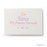 Tarjeta Comunión flores 5x3,5cm. 1hoja=36 tarj.min.5