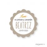 Etiq. adh.Primera Comunión ondas beige hj=24u.min.5