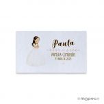 Tarj. precortadas niña Comunión vestido largo 30xhj.,min.5