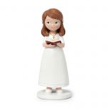 Figura pastel Comunión niña vestido blanco y biblia 13cm.