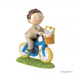 Figura pastel niño Comunión en bici 13,5cm.